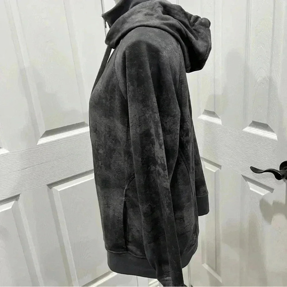 Danskin zip front hooded tie dye grays jacket, extra warm neck layer, thumbholes - Picture 6 of 12